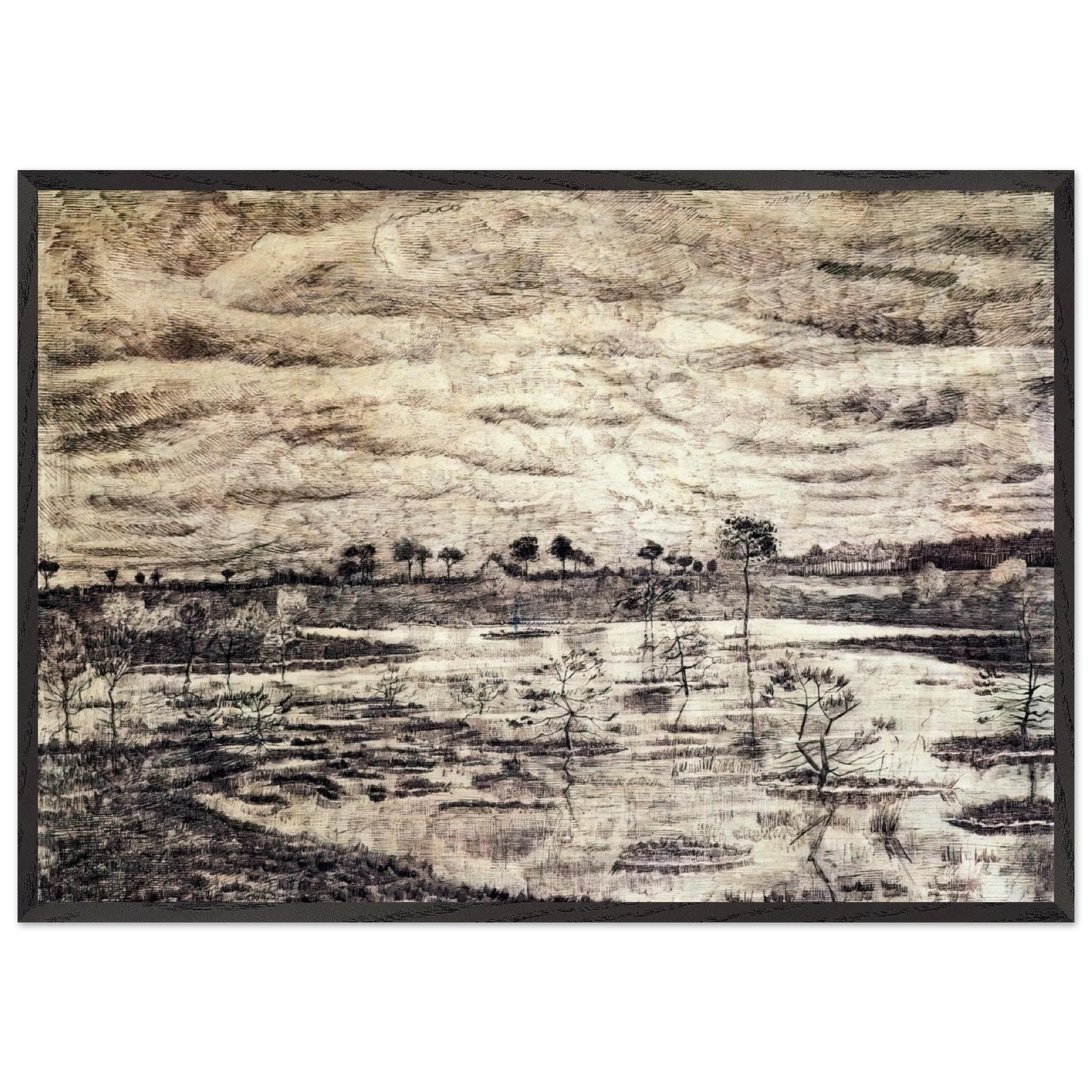 A Marsh - Vincent van Gogh Framed Art Print – Black Wooden Frame - Default Title - -Framed Art Print