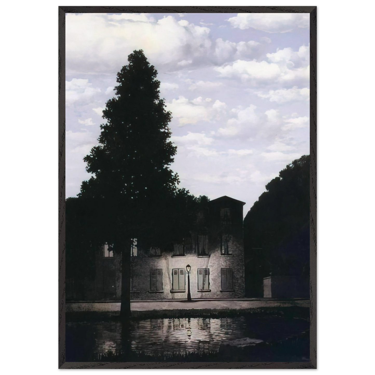 THE EMPIRE OF LIGHTS 1954 - Rene Magritte 70x100 cm / 28x40 inches Framed Art Print – Black Wooden Frame