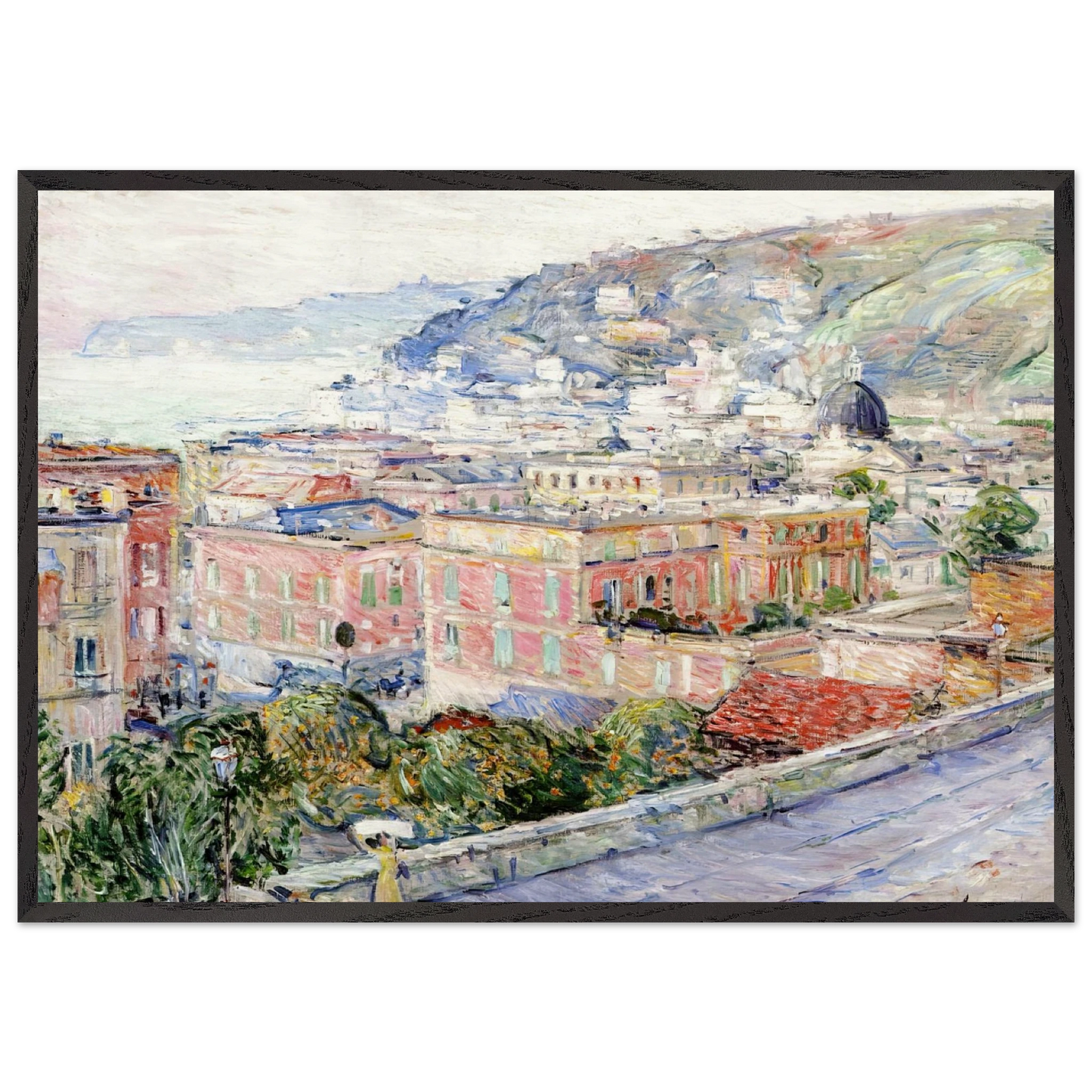 Naples - Childe Hassam 70x100 cm / 28x40 inches Framed Art Print – Black Wooden Frame