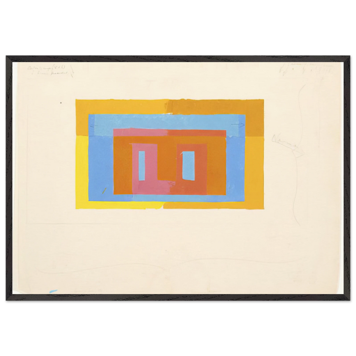 VARIANT ADOBE - Josef Albers 70x100 cm / 28x40 inches Framed Art Print – Black Wooden Frame