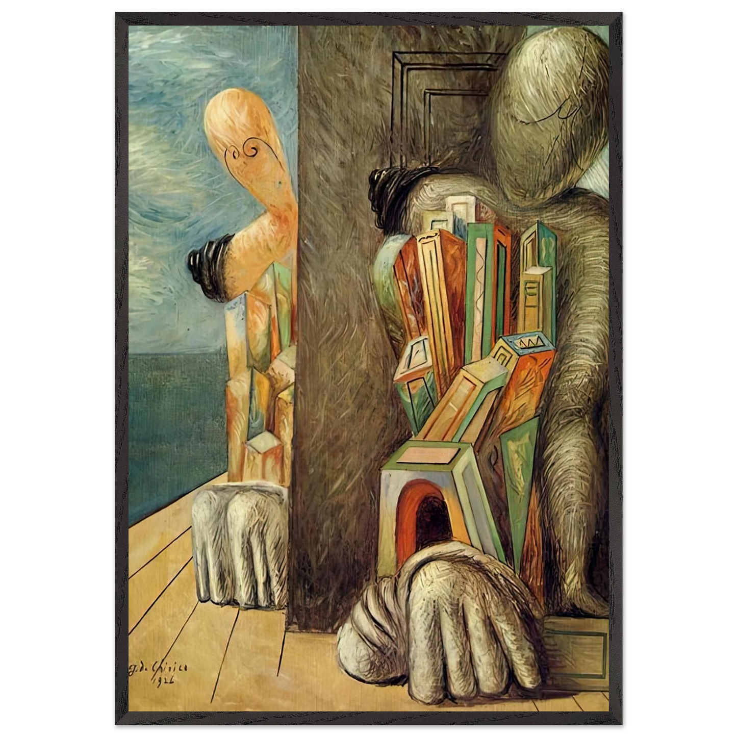 ARCHAEOLOGISTS 1926 - Giorgio de Chirico 70x100 cm / 28x40 inches Framed Art Print – Black Wooden Frame