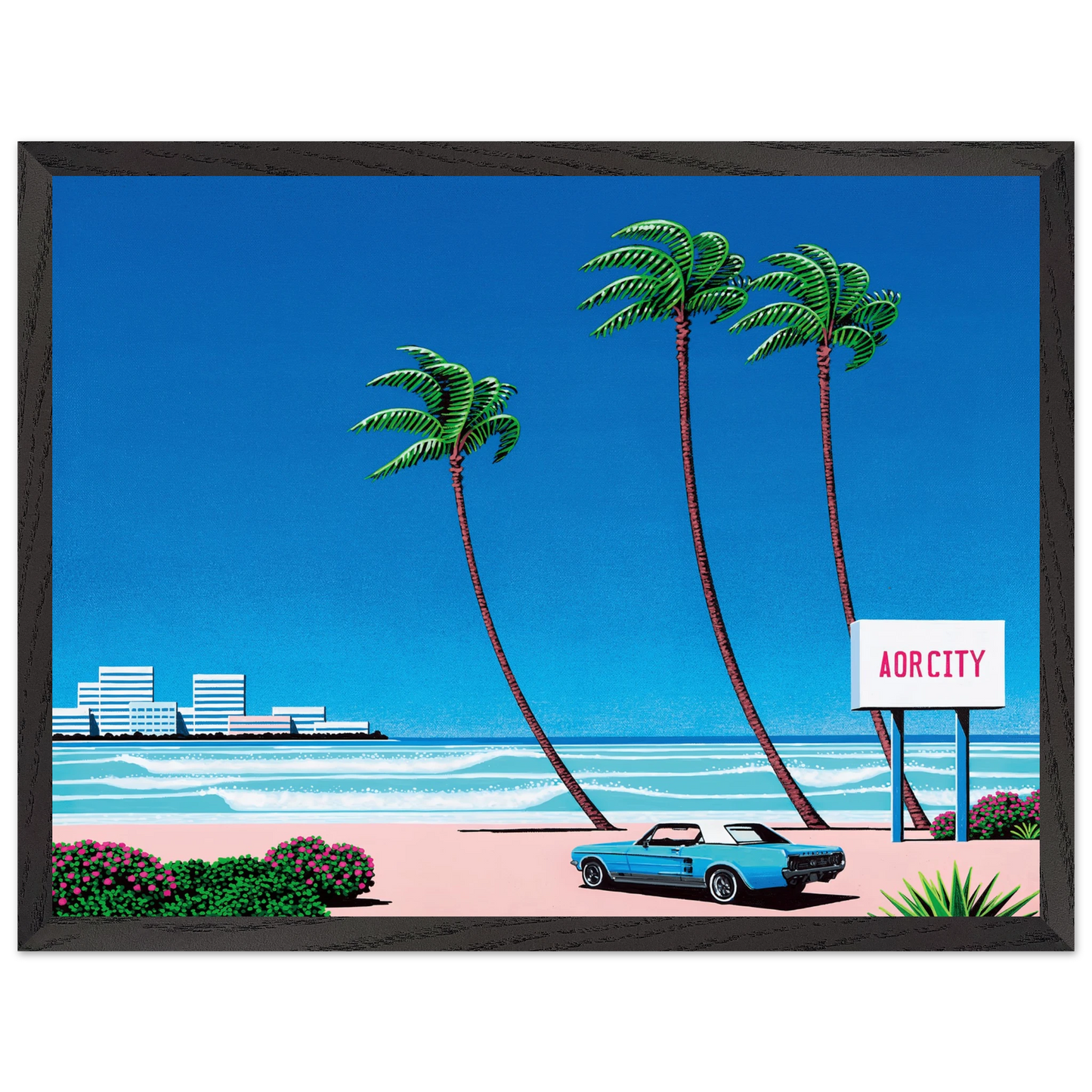 Hiroshi Nagai - Light Mellow Sealine Wall Art - 21x29.7 cm / 8x12" - Premium Wooden Framed Poster With Fine Art Paper - White frame