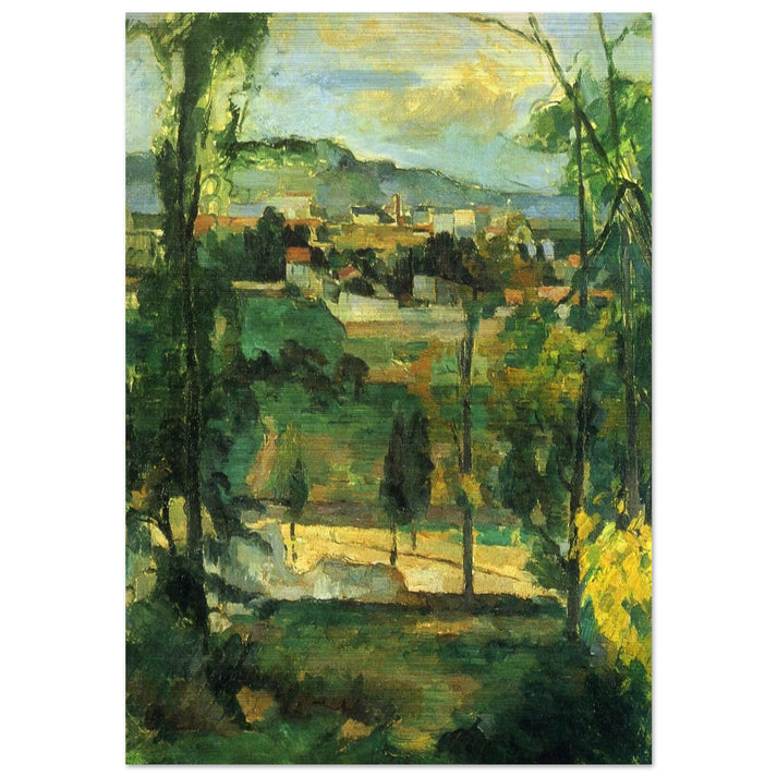 Village behind Trees - Paul Cézanne Brushed Aluminum Print - 70x100 cm / 28x40 inches | Paul Cézanne Aluminum Print | Paul Cézanne Prints