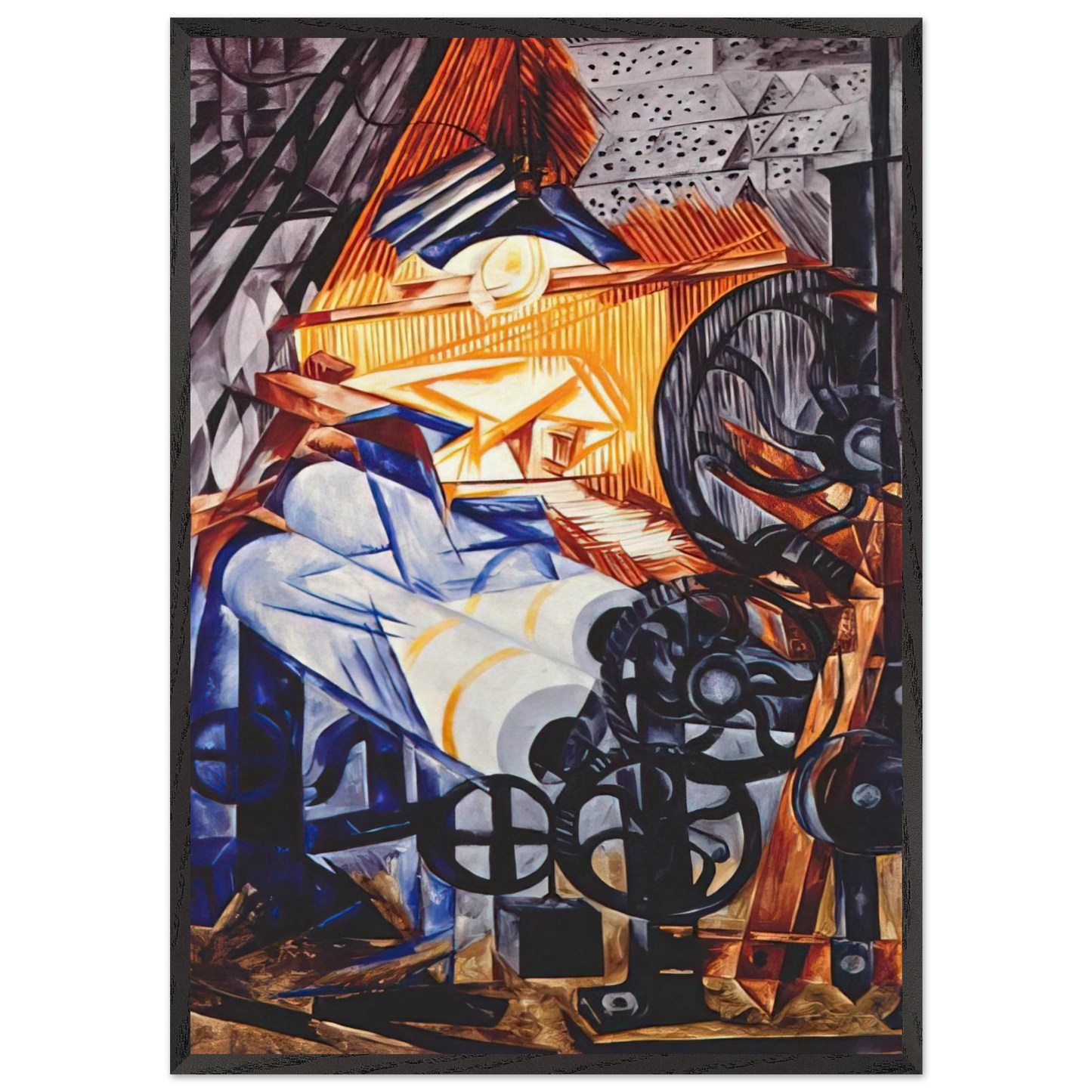 The weaver loomwoman - 1913 - Natalia Goncharova Framed Art Print – Black Wooden Frame - Default Title - -Framed Art Print