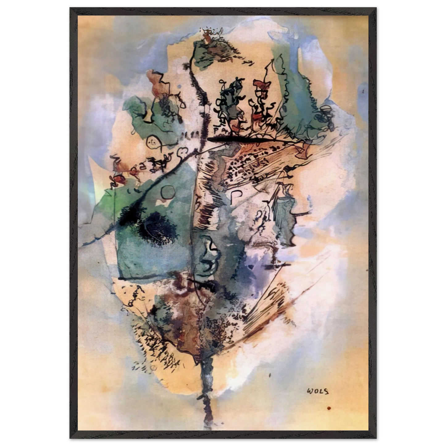 Bleu optimiste - 1951 - Wols 70x100 cm / 28x40 inches Framed Art Print – Black Wooden Frame