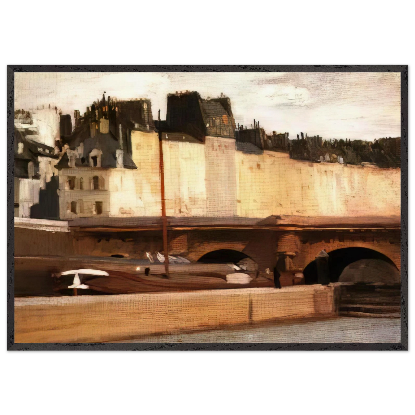 Ecluse de la Monnaie - Edward Hopper 70x100 cm / 28x40 inches Framed Art Print – Black Wooden Frame