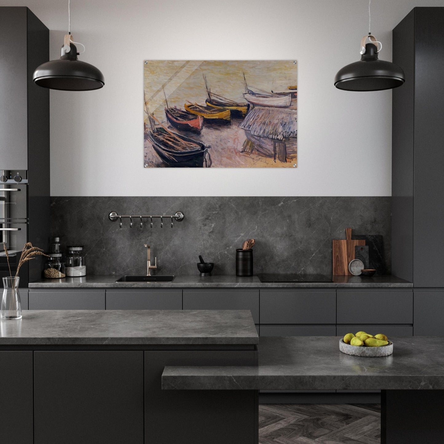 Boats on the Beach - claude monet Acrylic Print - 70x100 cm / 28x40″ inches