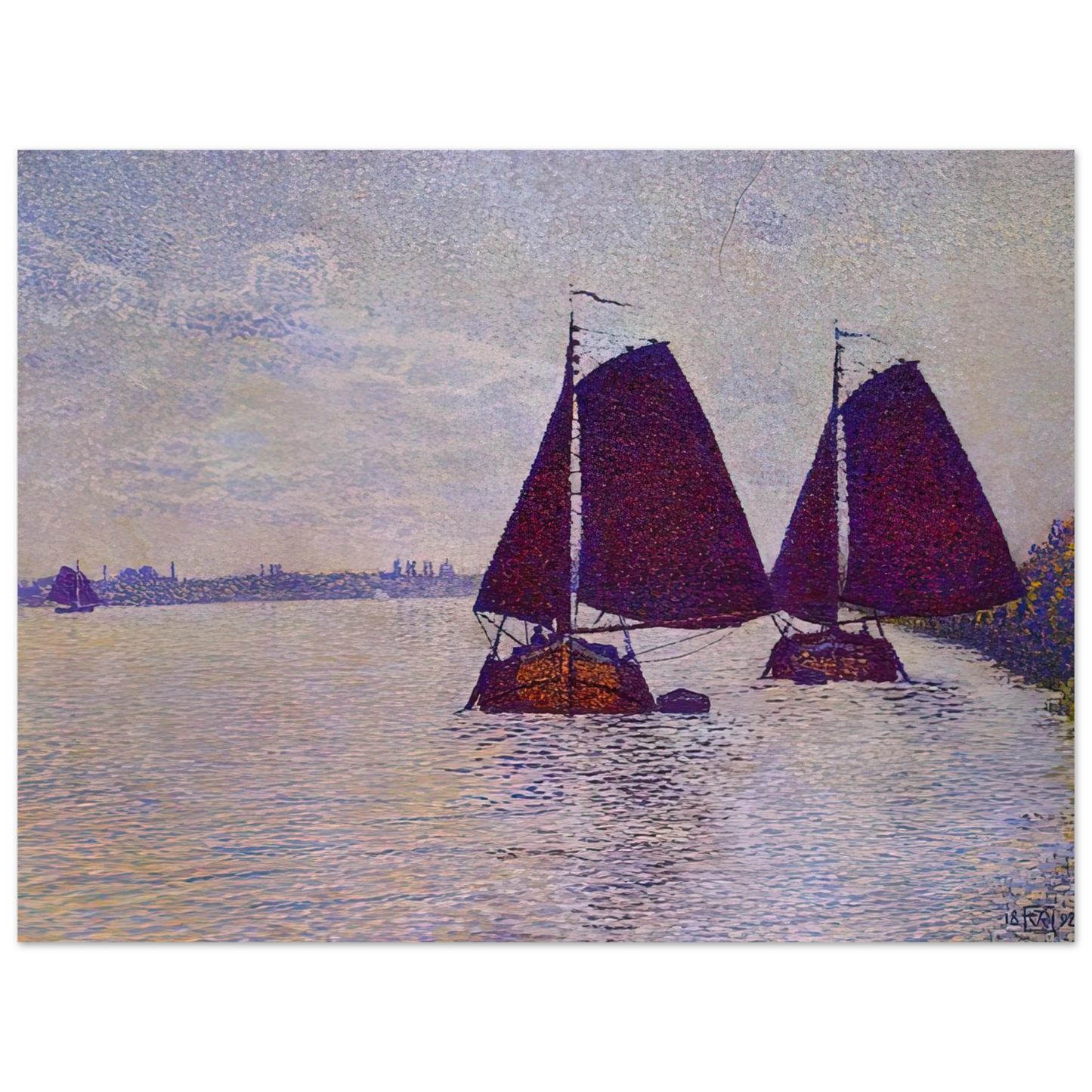 Theo van Rysselberghe - BARGES ON THE RIVER SCHELDT 1892 Fine Art Poster - Default Title