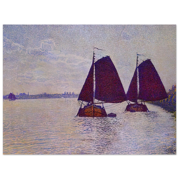 Theo van Rysselberghe - BARGES ON THE RIVER SCHELDT 1892 75x100 cm / 30x40inches Fine Art Poster