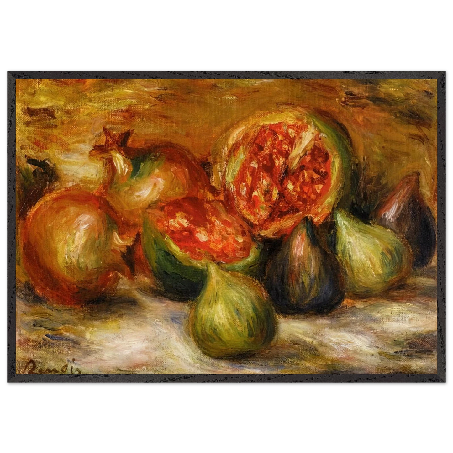 Still Life with Figs - Pierre-Auguste Renoir 70x100 cm / 28x40 inches Framed Art Print – Black Wooden Frame