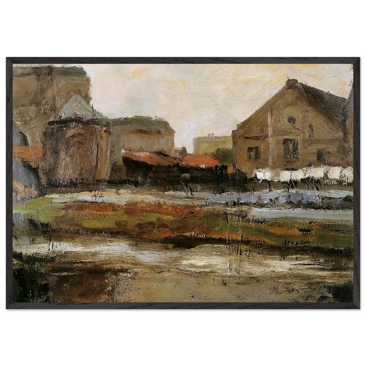 Schinkelbuurtje Sun - Piet Mondrian 70x100 cm / 28x40 inches Framed Art Print – Black Wooden Frame