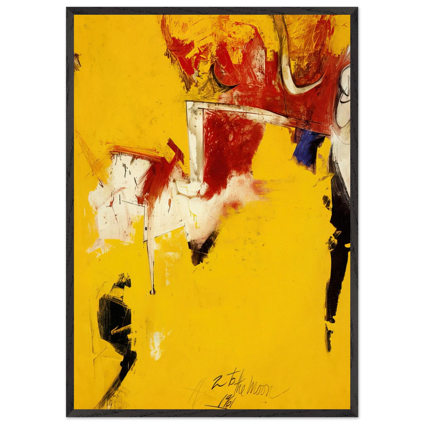 2 to the Moon - 1961 - Hassel Smith 70x100 cm / 28x40 inches Framed Art Print – Black Wooden Frame