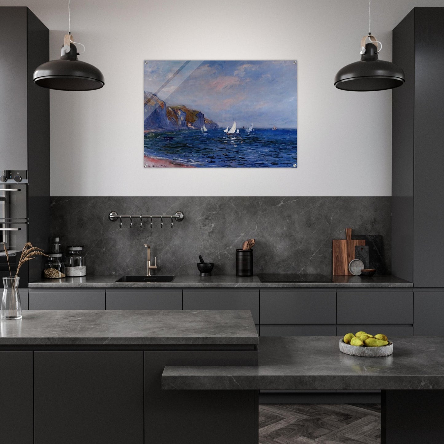 Cliffs and Sailboats at Pourville - claude monet Acrylic Print - 70x100 cm / 28x40″ inches