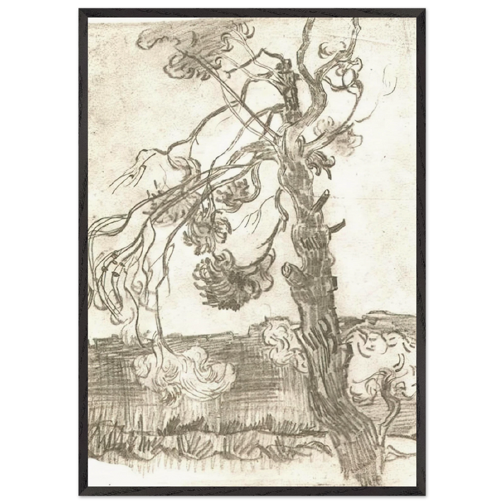A Weather-Beaten Pine Tree - Vincent van Gogh 70x100 cm / 28x40 inches Framed Art Print – Black Wooden Frame