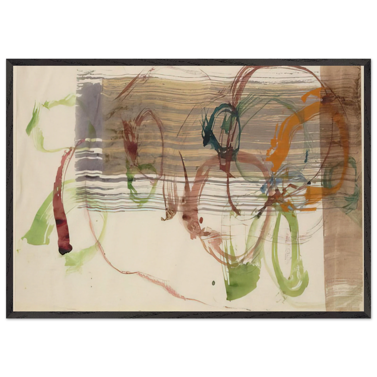 New River Watercolor Series I No 3 - 1988 - John Cage Framed Art Print – Black Wooden Frame - Default Title - -Framed Art Print