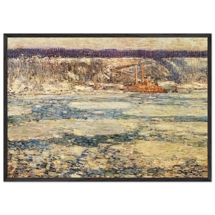 Ice on the Hudson - Childe Hassam 70x100 cm / 28x40 inches Framed Art Print – Black Wooden Frame