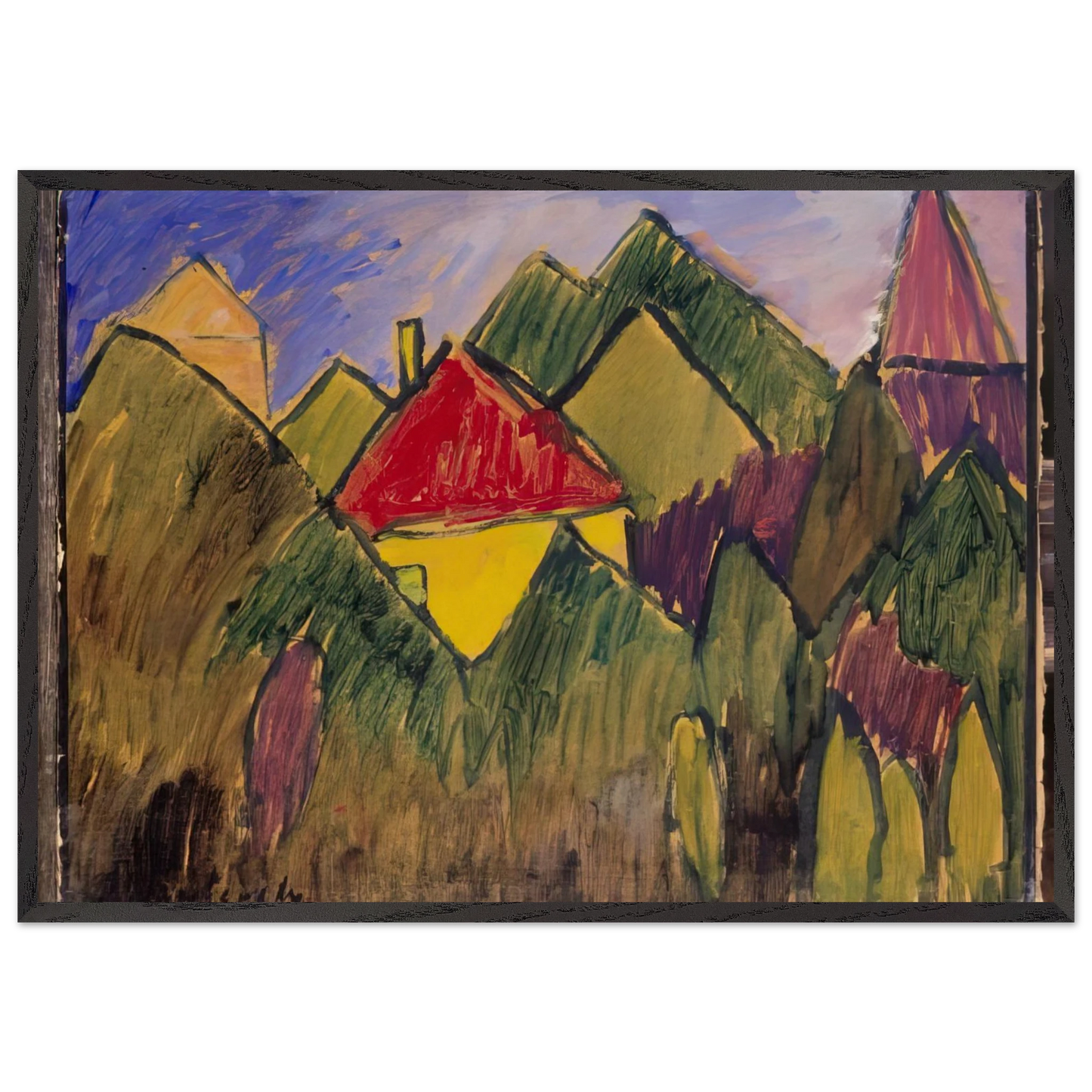 ROTE GIEBEL ROTE D CHER 1910 - Alexej von Jawlensky Framed Art Print – Black Wooden Frame - Default Title - -Framed Art Print