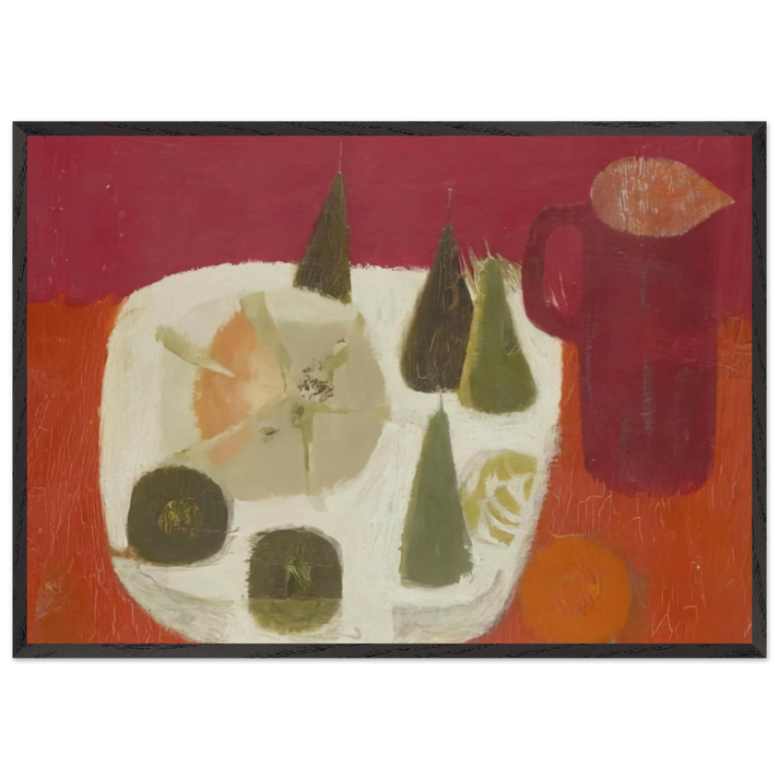 Red Jug - 1968 - Mary Fedden 70x100 cm / 28x40 inches Framed Art Print – Black Wooden Frame