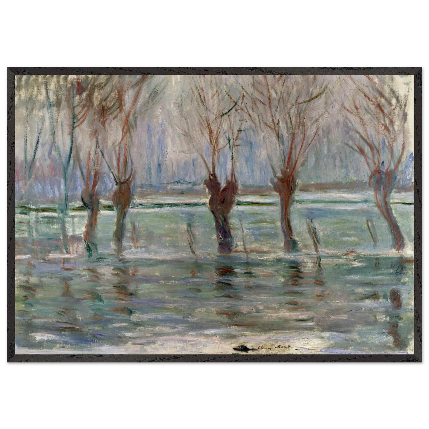 Flood Waters - claude monet Framed Art Print – Black Wooden Frame - Default Title - -Framed Art Print