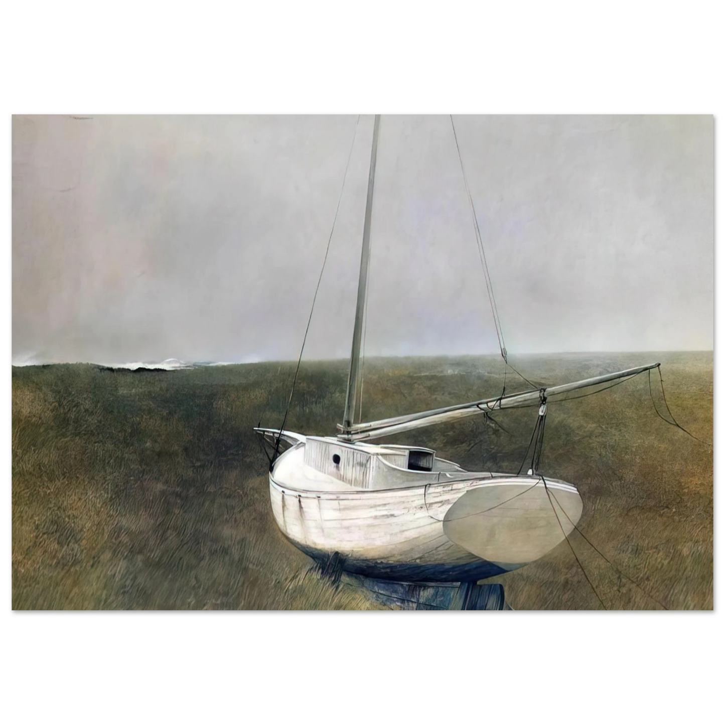 Andrew Wyeth - BELOW DOVER 1950 Wall Art - 60x80 cm / 24x32 inches - Premium Wooden Framed Poster With Fine Art Paper - Wood frame