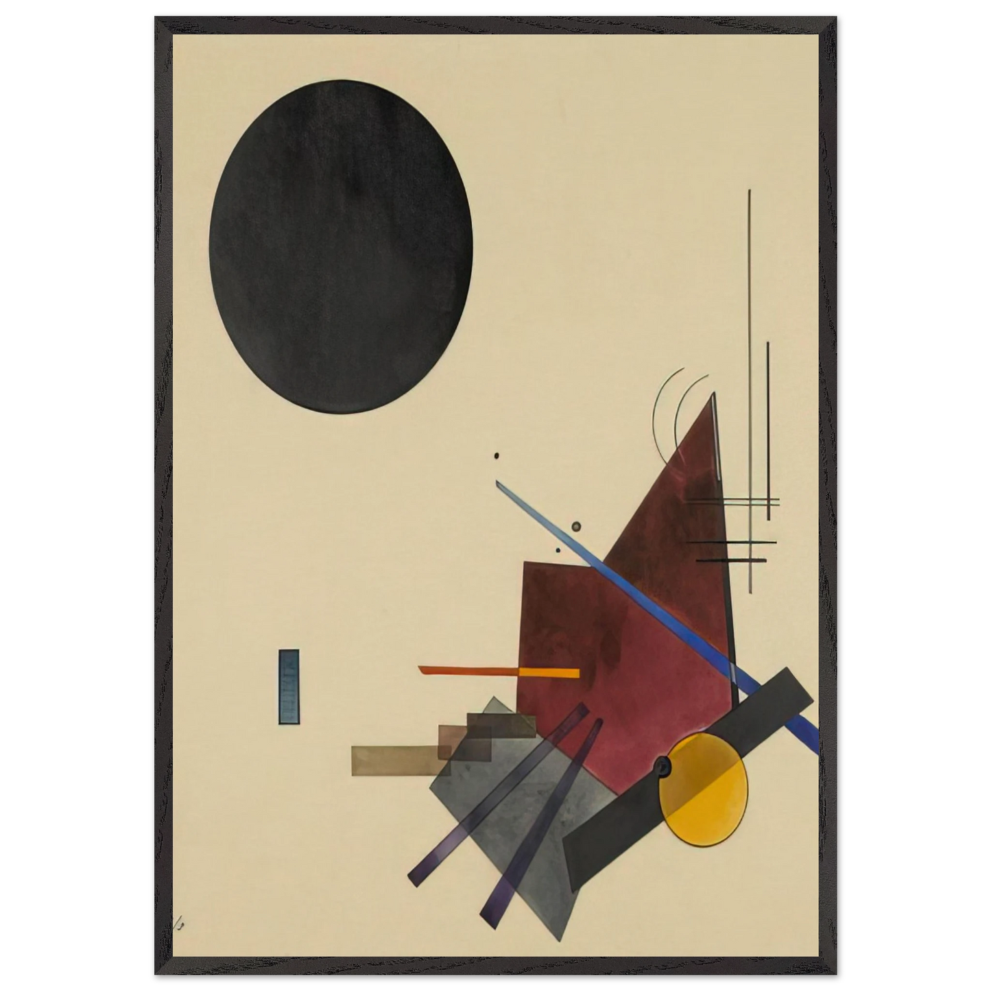 BLACK RELATIONSHIP 1924 - Wassily Kandinsky 70x100 cm / 28x40 inches Framed Art Print – Black Wooden Frame