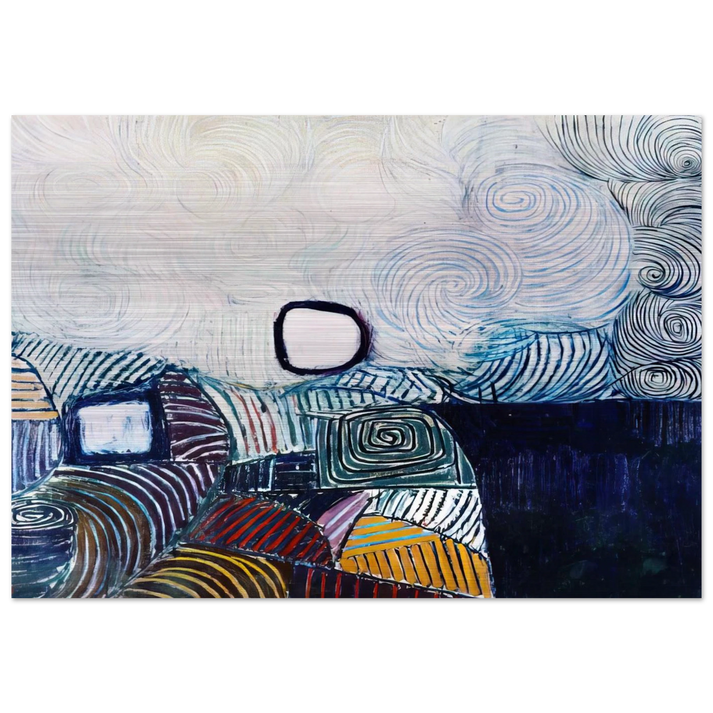 Spiral Development in Green Violet Blue Gold - 1951 - Victor Pasmore Brushed Aluminum Print - 70x100 cm / 28x40 inches | Victor Pasmore Aluminum Print | Victor Pasmore Prints