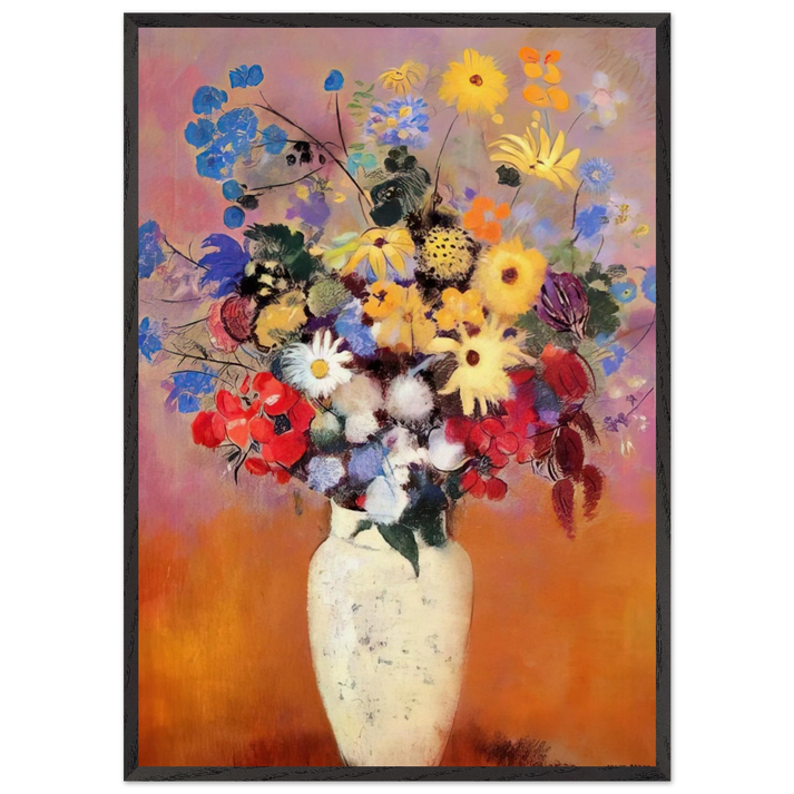 WHITE VASE WITH FLOWERS 1916 - Odilon Redon 70x100 cm / 28x40 inches Framed Art Print – Black Wooden Frame