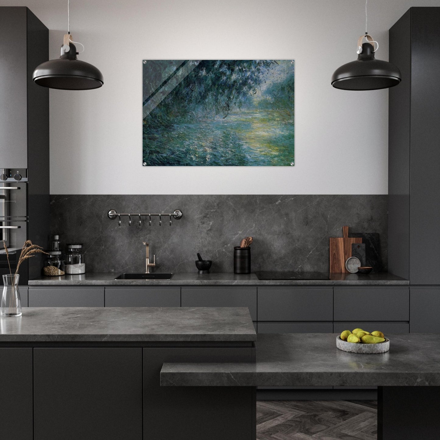 Morning on the Seine in the Rain - claude monet Acrylic Print - 70x100 cm / 28x40″ inches