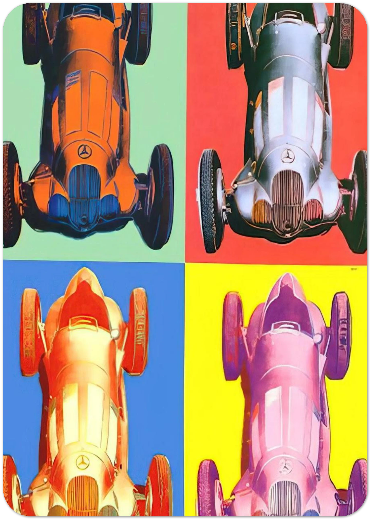 Benz Racing Car By Andy Warhol Pack of 10 Post Cards | Andy Warhol Post Cards | A6 (10.5 x 14.8 cm) - 4.1 x 5.8 inches