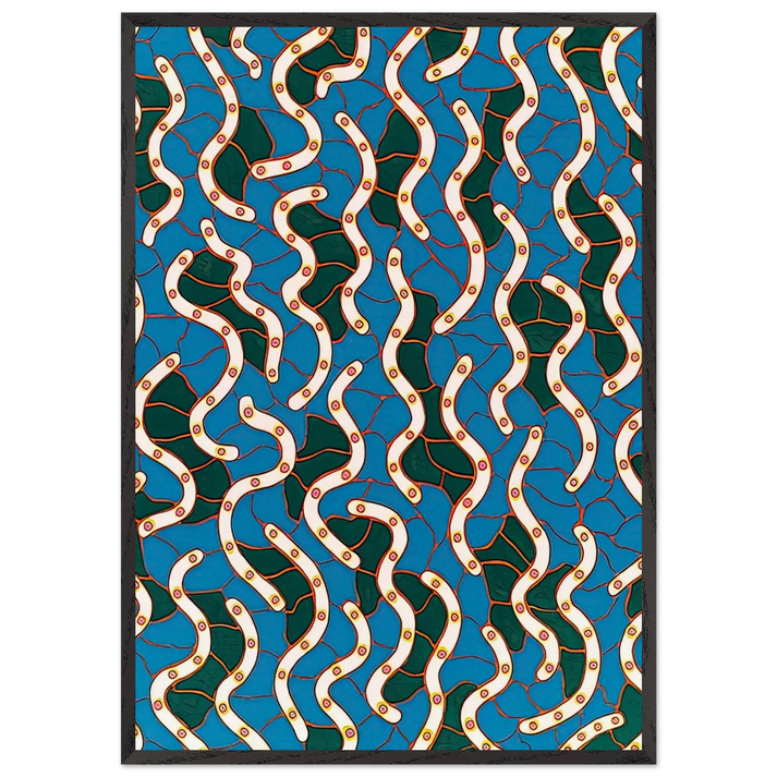 WAVES ON THE HUDSON RIVER 1988 - Yayoi Kusama 70x100 cm / 28x40 inches Framed Art Print – Black Wooden Frame