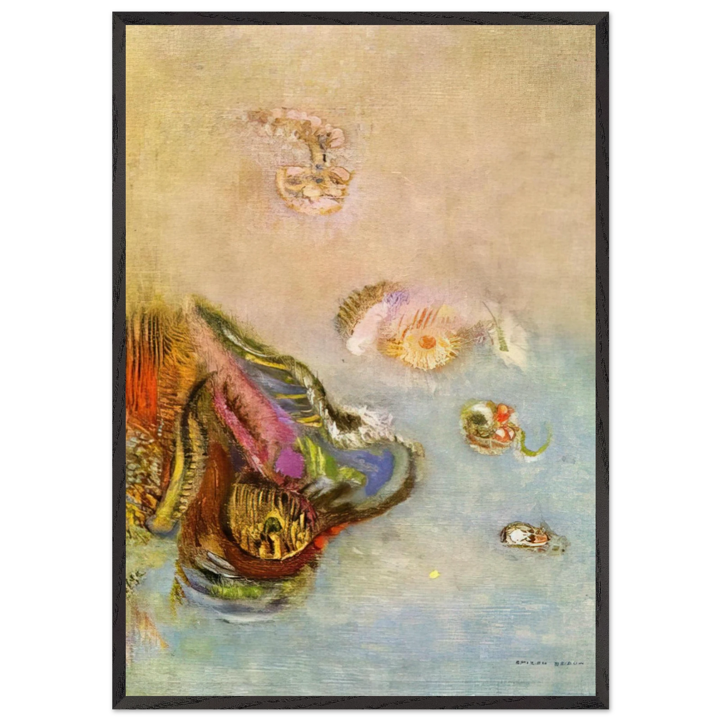 ANIMALS OF THE SEA 1910 - Odilon Redon 70x100 cm / 28x40 inches Framed Art Print – Black Wooden Frame