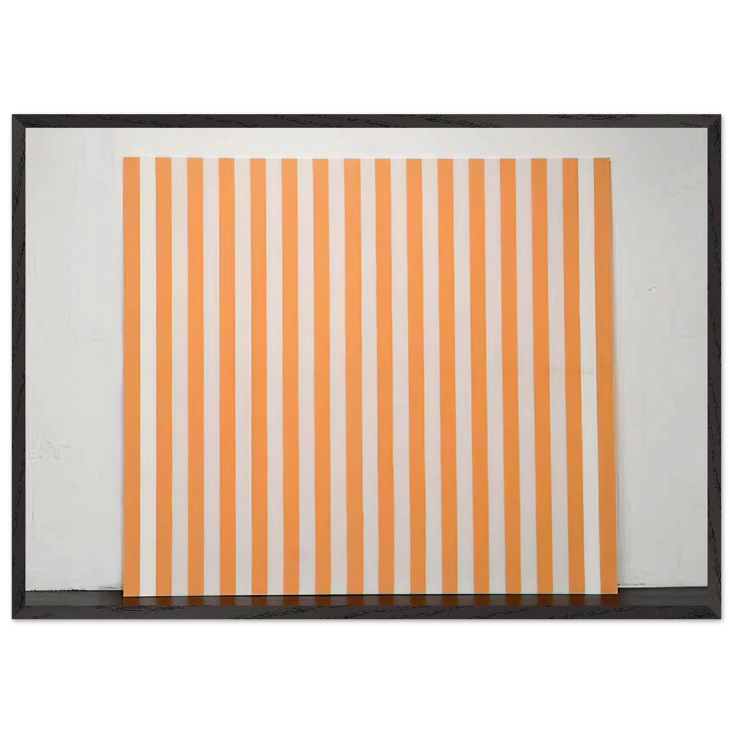 Peinture acrylique blanche sur tissu raye blanc et orange - 1972 - Daniel Buren Framed Art Print – Black Wooden Frame - Default Title - -Framed Art Print