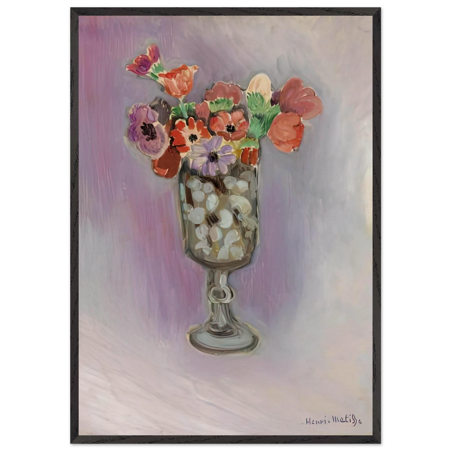 BOUQUET OF ANEMONES 1918 - Henri Matisse 70x100 cm / 28x40 inches Framed Art Print – Black Wooden Frame