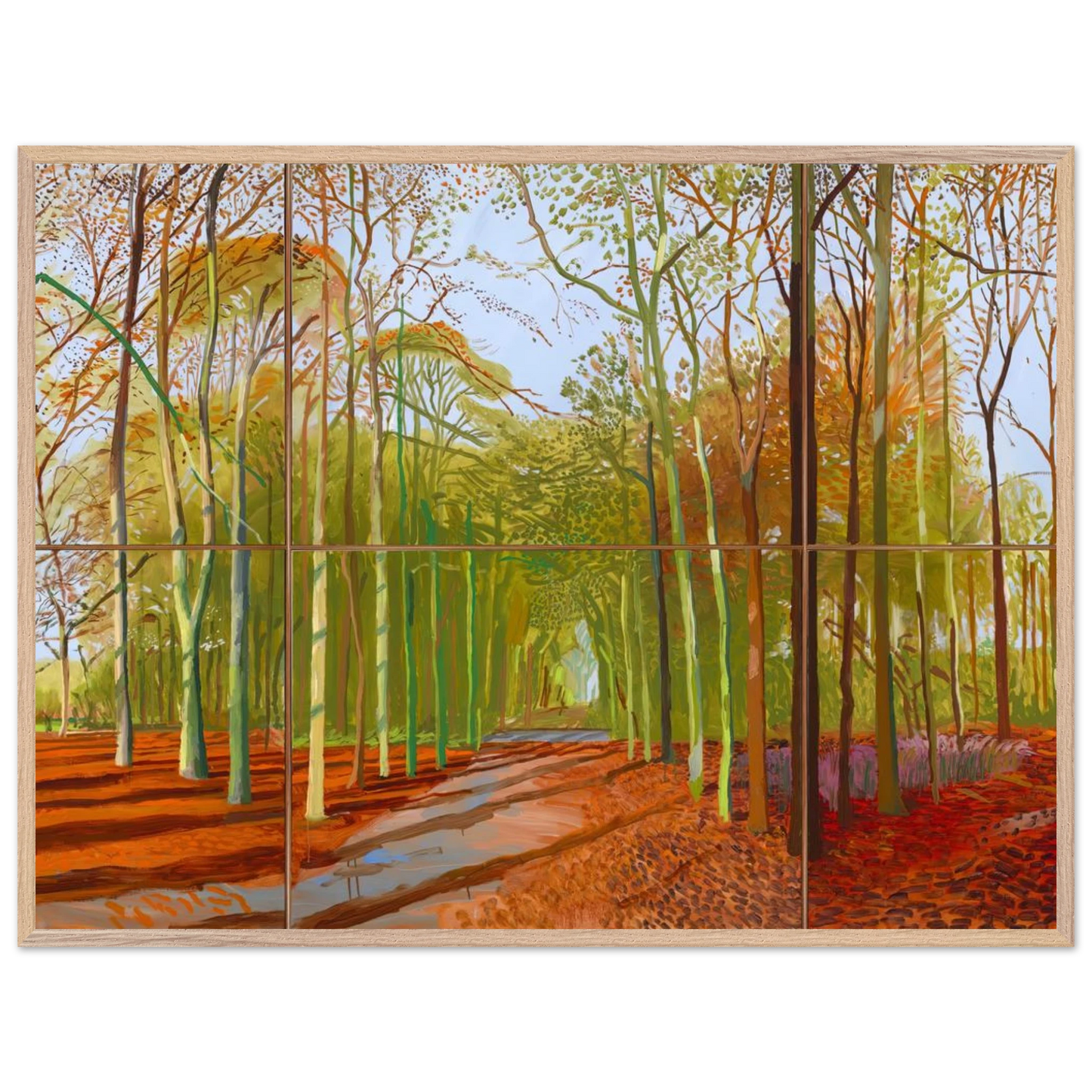 David Hockney - Woldgate Woods, 21, 23 & 29 November 2006 - 70x100 cm / 28x40 inches - Premium Wooden Framed Poster With Fine Art Paper-canvas - White frame