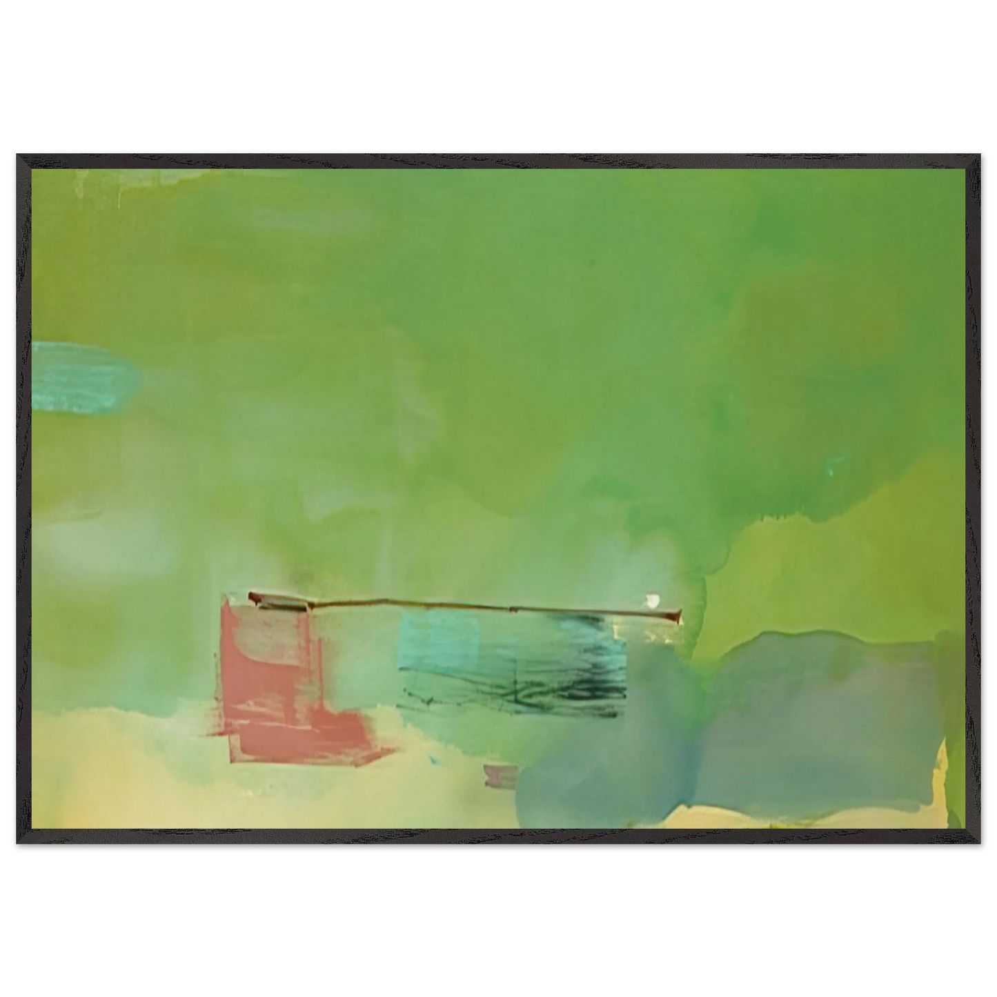 Helen Frankenthaler - Springscape - 1975 Wall art - 28x43 cm / XL (11x17 inches) - Premium Wooden Framed Poster With Fine Art Paper - White frame