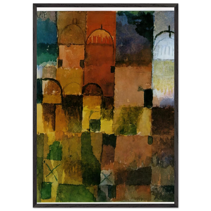 RED AND WHITE DOMES 1914 - Paul Klee 70x100 cm / 28x40 inches Framed Art Print – Black Wooden Frame