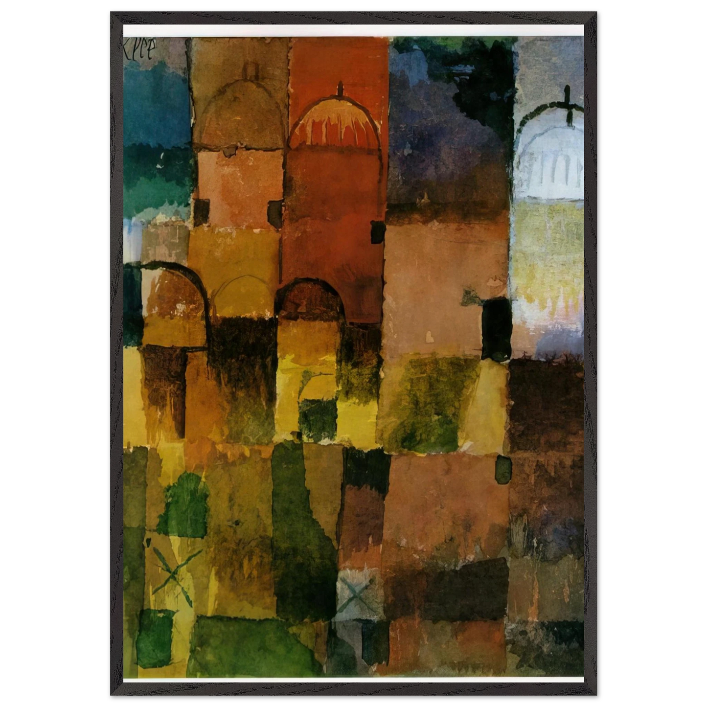 RED AND WHITE DOMES 1914 - Paul Klee Framed Art Print – Black Wooden Frame - Default Title - -Framed Art Print