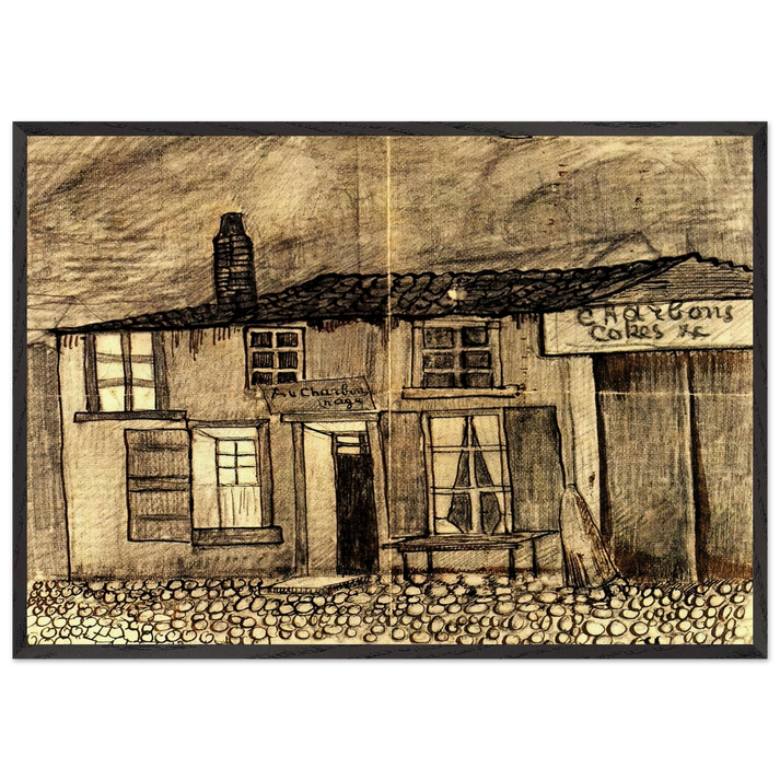 Au Charbonnage Cafe - Vincent van Gogh 70x100 cm / 28x40 inches Framed Art Print – Black Wooden Frame