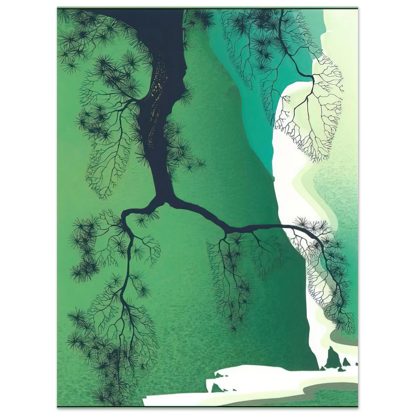 Eyvind Earle - Sea Cliffs and Pine Branch Fine Art Poster - Default Title