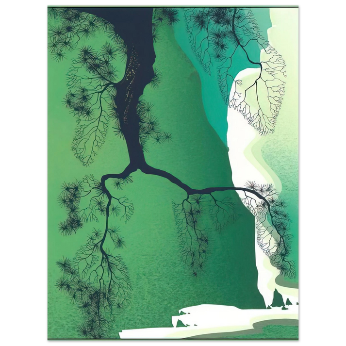 Eyvind Earle - Sea Cliffs and Pine Branch 75x100 cm / 30x40inches Fine Art Poster