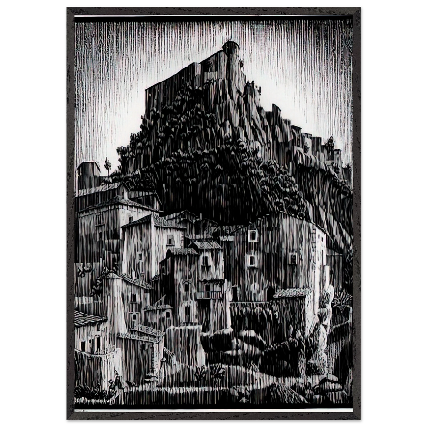 CERRO AL VOLTURNO ABRUZZI JANUARY 1930 1930 - MC Escher Framed Art Print – Black Wooden Frame - Default Title - -Framed Art Print