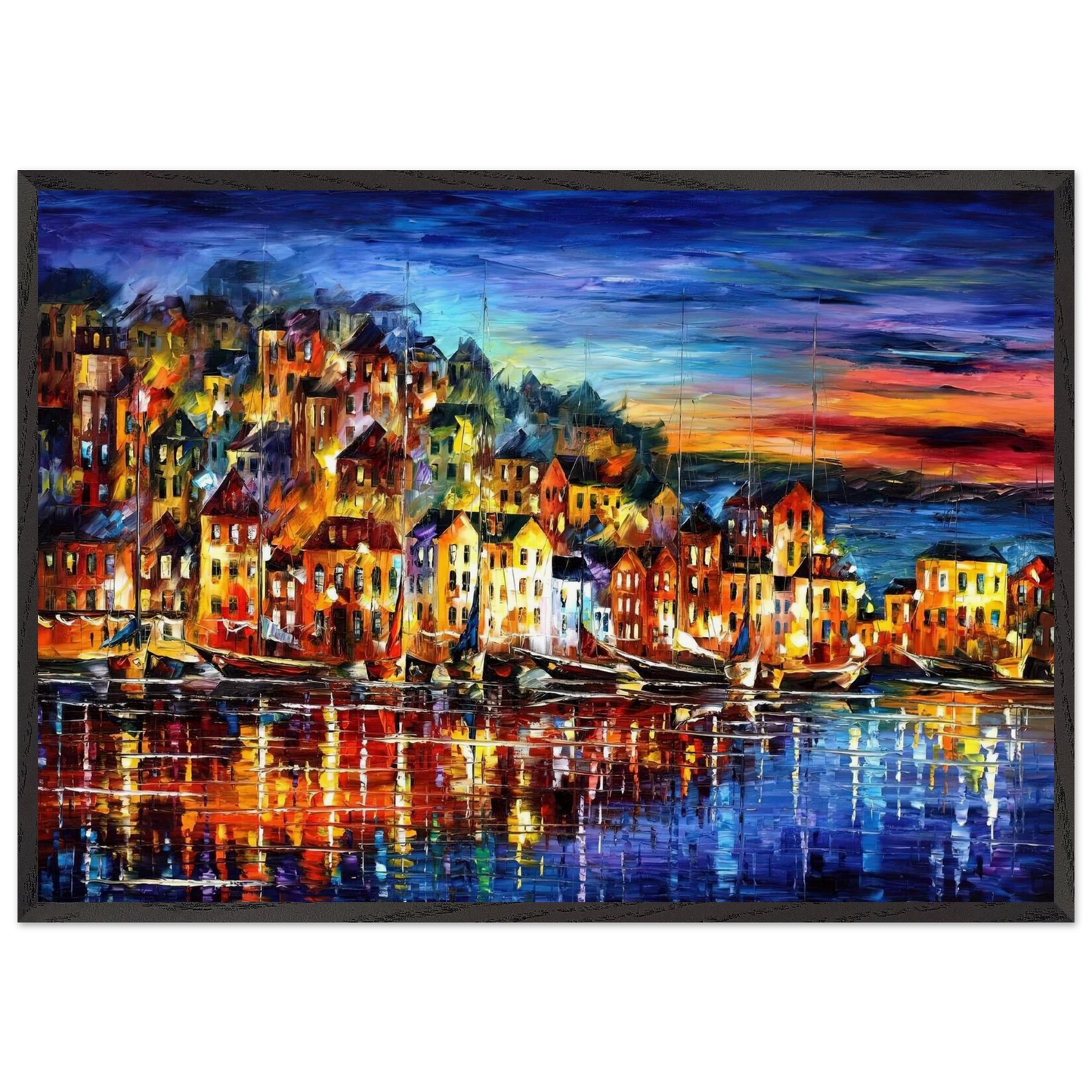 Leonid Afremov N13 - Leonid Afremov 70x100 cm / 28x40 inches Framed Art Print – Black Wooden Frame