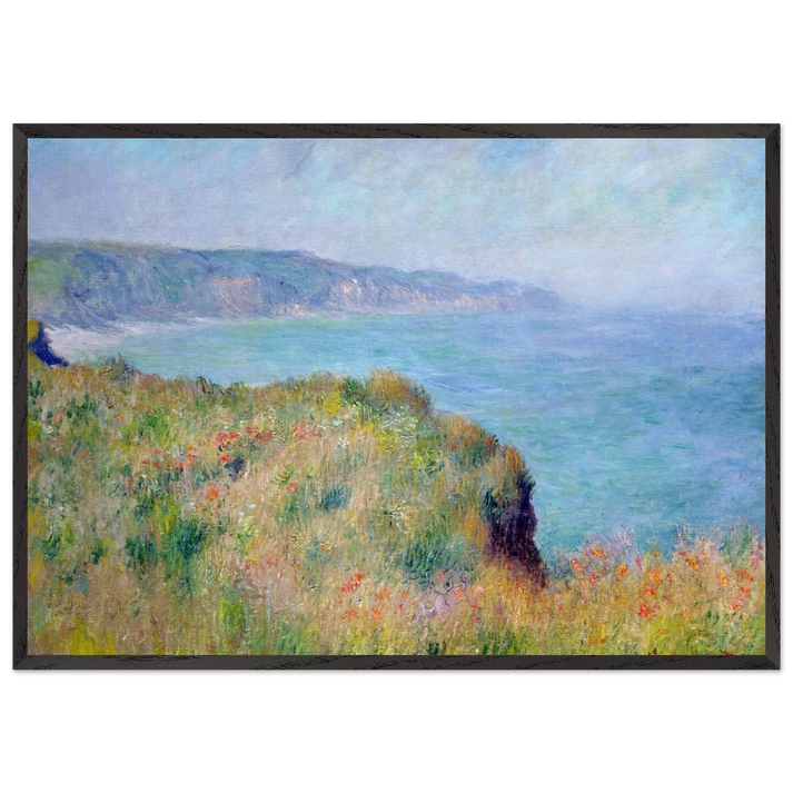 Cliff near Pourville - claude monet 70x100 cm / 28x40 inches Framed Art Print – Black Wooden Frame