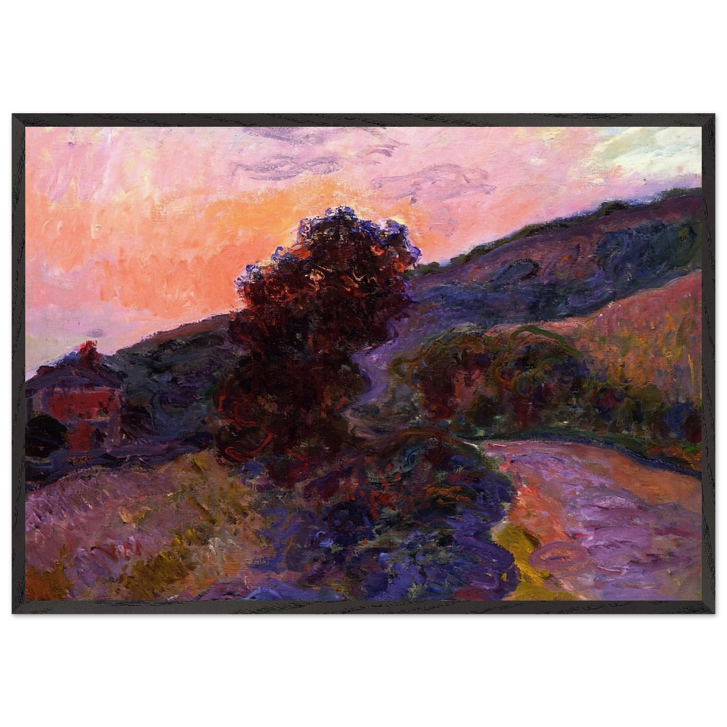 Sunset at Giverny - claude monet Framed Art Print – Black Wooden Frame - Default Title - -Framed Art Print
