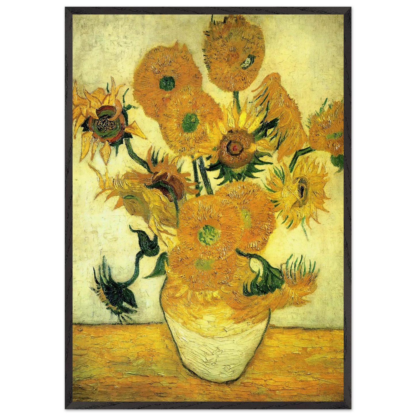 Still Life - Vase with Fourteen Sunflowers - Vincent van Gogh Framed Art Print – Black Wooden Frame - Default Title - -Framed Art Print