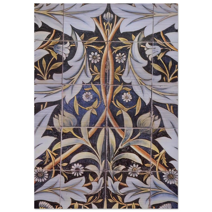 PANEL OF CERAMIC TILES DESIGNED BY MORRIS AND PRODUCED BY WILLIAM DE MORGAN 1876 - William Morris Brushed Aluminum Print - 70x100 cm / 28x40 inches | William Morris Aluminum Print | William Morris Prints