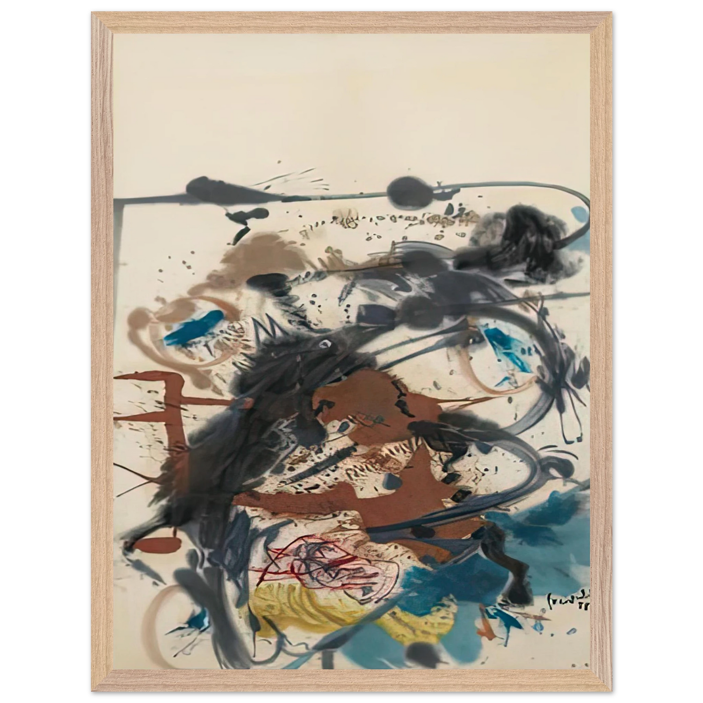 Helen Frankenthaler - Winter Hunt, 1958- Wall Art - 60x80 cm / 24x32 inches - Premium Wooden Framed Poster With Fine Art Paper - Black frame
