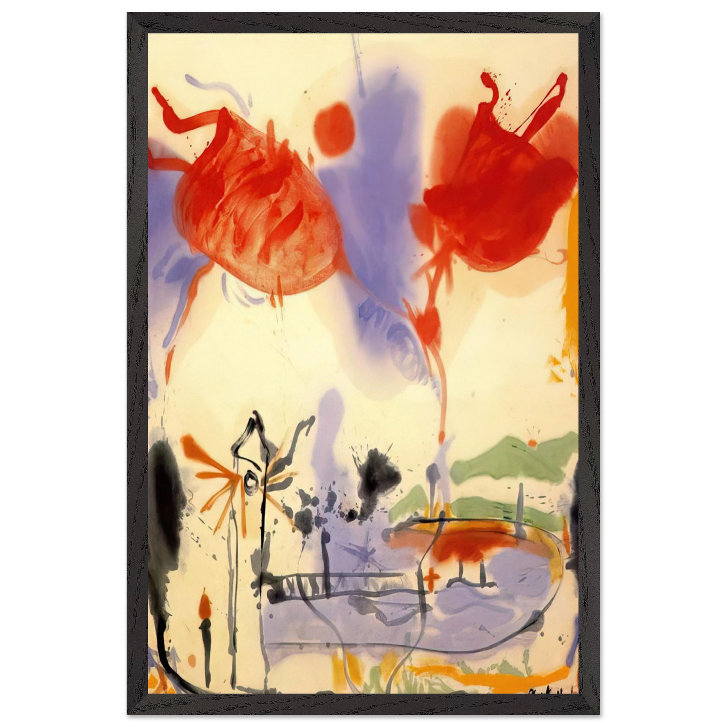 Helen Frankenthaler - Round Trip - 1957 Wall art - 27x35 cm / 11x14 inches - Premium Wooden Framed Poster With Fine Art Paper - White frame