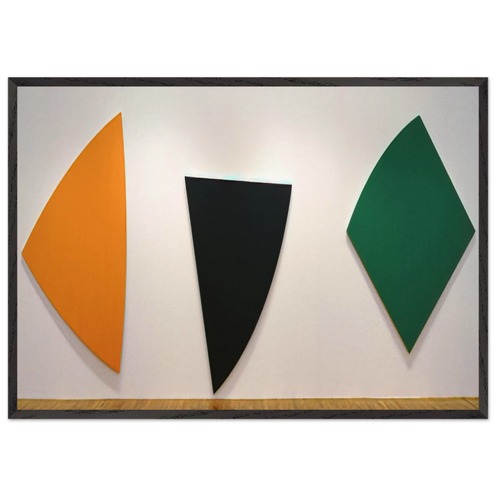 Three Panels Orange Dark Gray Green - Ellsworth Kelly 70x100 cm / 28x40 inches Framed Art Print – Black Wooden Frame