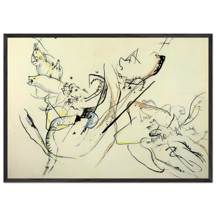 Untitled N34 - Wassily Kandinsky 70x100 cm / 28x40 inches Framed Art Print – Black Wooden Frame